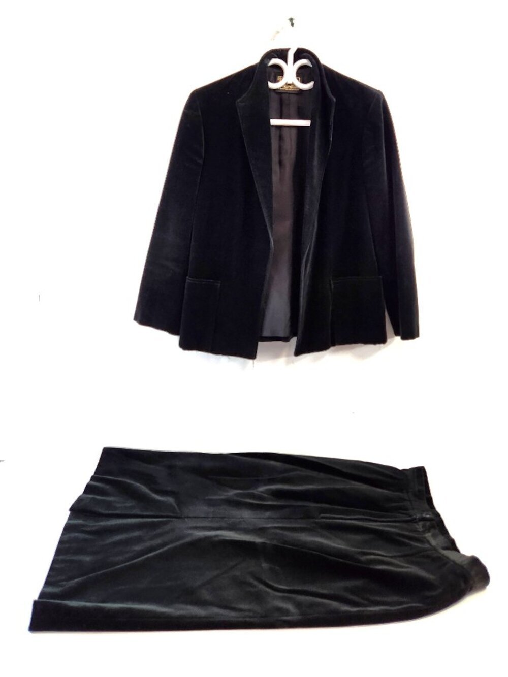 Vintage Marjorie Hamilton Black Velvet Blazer & Skirt Canada Whimsigoth Glam